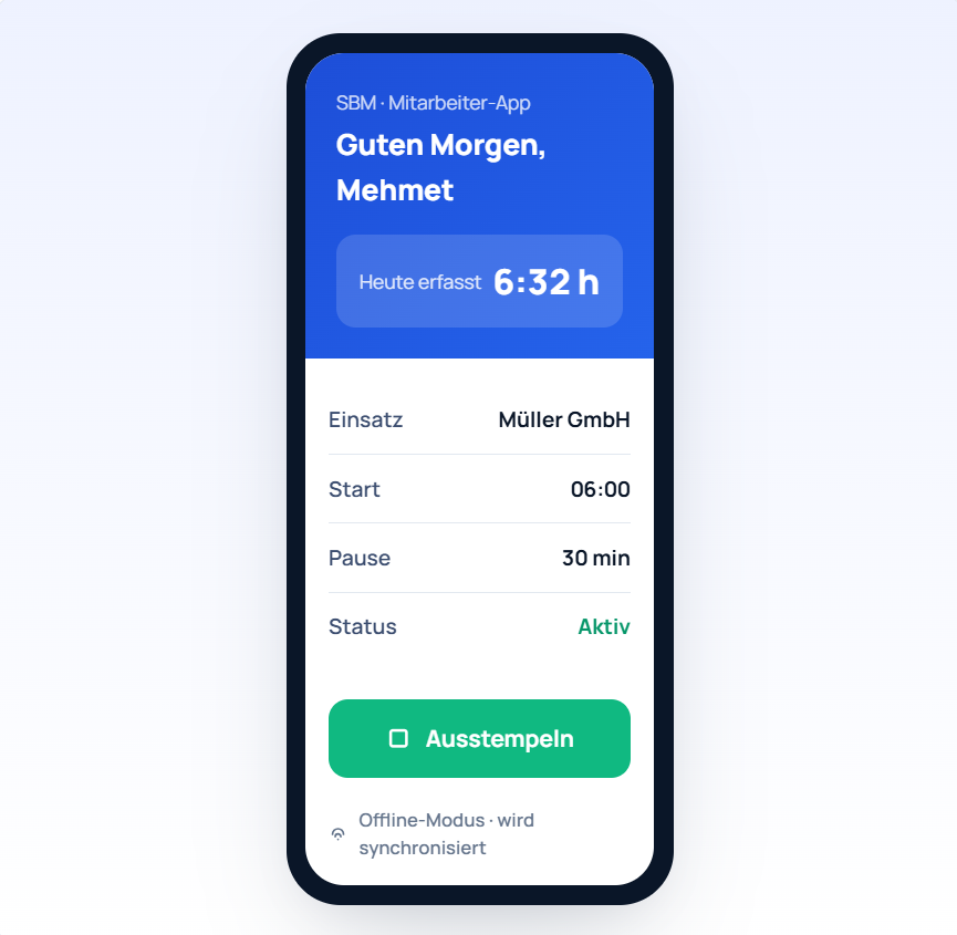 Mitarbeiter-App – Zeiten erfassen, Stundenzettel freigeben, Abwesenheiten melden